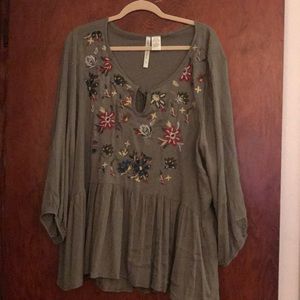 Green boho top
